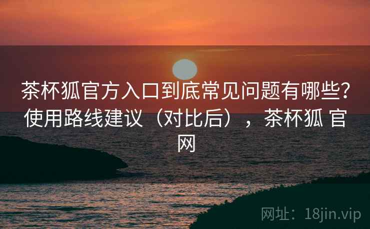 茶杯狐官方入口到底常见问题有哪些？使用路线建议（对比后），茶杯狐 官网