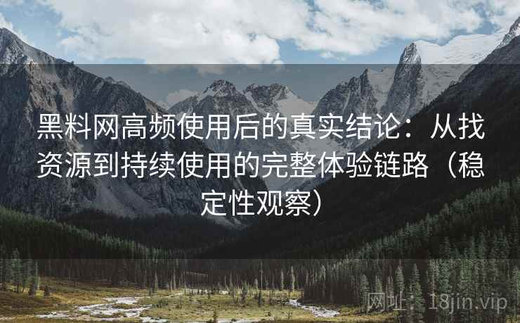 黑料网高频使用后的真实结论：从找资源到持续使用的完整体验链路（稳定性观察）