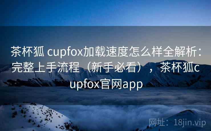 茶杯狐 cupfox加载速度怎么样全解析：完整上手流程（新手必看），茶杯狐cupfox官网app